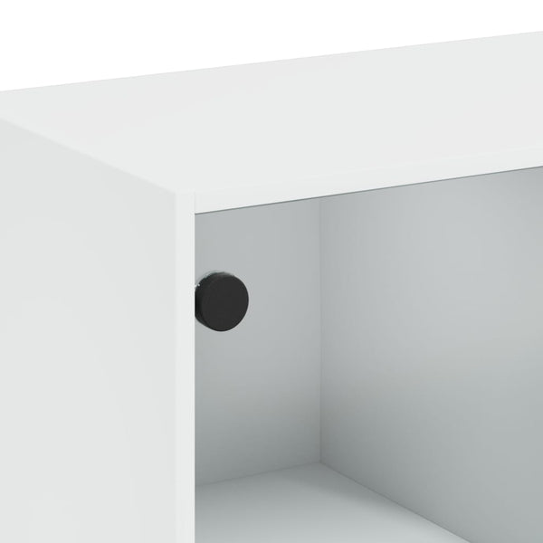 Weißer Couchtisch mit Glastüren 102x50x42 cm