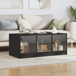 Schwarzer Couchtisch mit Glastüren 102x50x42 cm