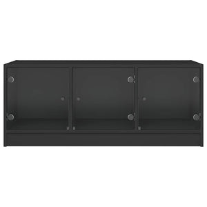Schwarzer Couchtisch mit Glastüren 102x50x42 cm