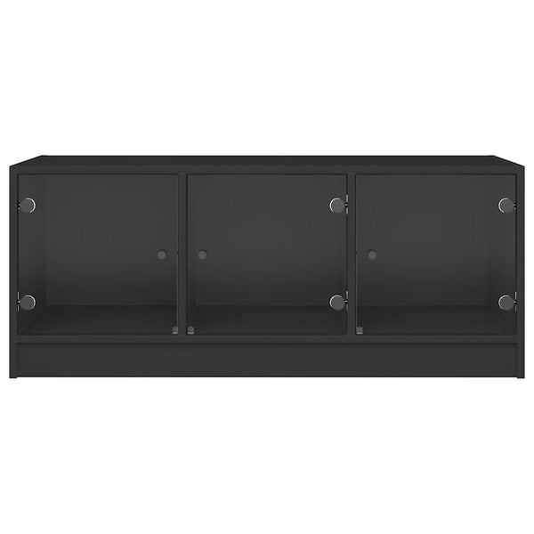 Schwarzer Couchtisch mit Glastüren 102x50x42 cm