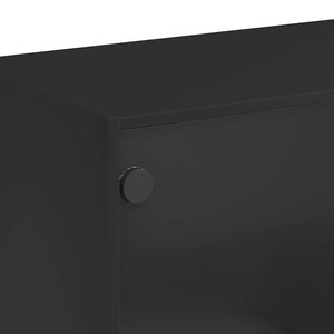 Schwarzer Couchtisch mit Glastüren 102x50x42 cm