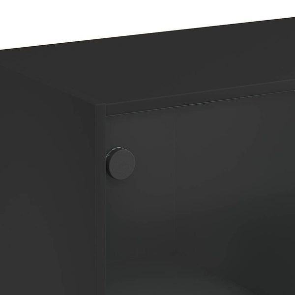 Schwarzer Couchtisch mit Glastüren 102x50x42 cm