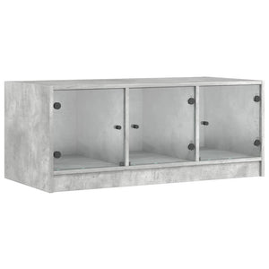 Betongrauer Couchtisch mit Glastüren 102x50x42 cm