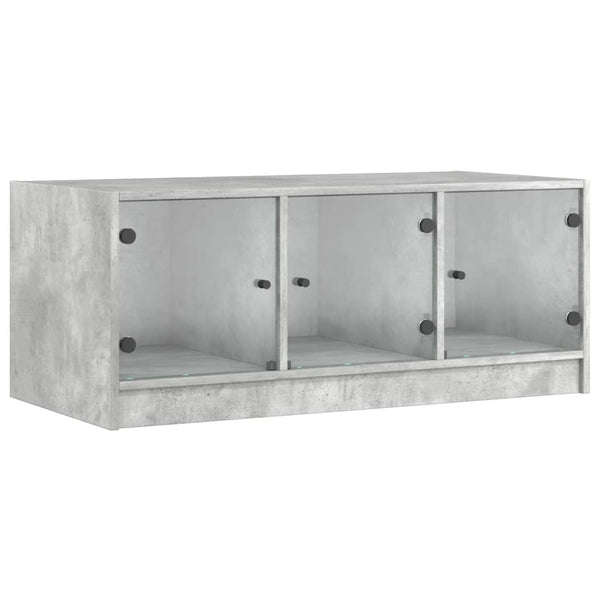 Betongrauer Couchtisch mit Glastüren 102x50x42 cm