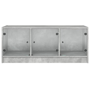 Betongrauer Couchtisch mit Glastüren 102x50x42 cm