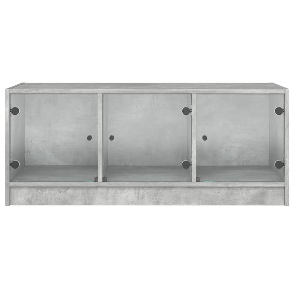 Betongrauer Couchtisch mit Glastüren 102x50x42 cm