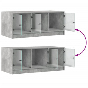 Betongrauer Couchtisch mit Glastüren 102x50x42 cm