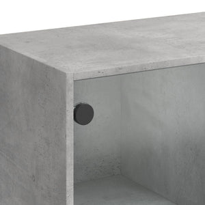 Betongrauer Couchtisch mit Glastüren 102x50x42 cm