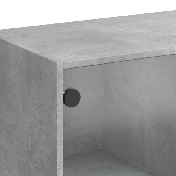 Betongrauer Couchtisch mit Glastüren 102x50x42 cm