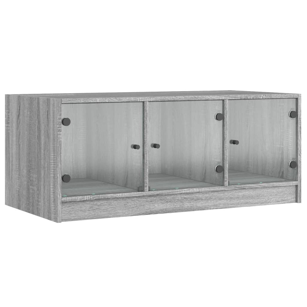 vidaXL Coffee Table with Glass Doors Sonoma Grey 102x50x42 cm
