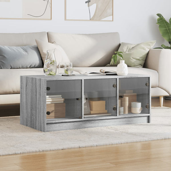 Couchtisch Grau Sonoma mit Glastüren