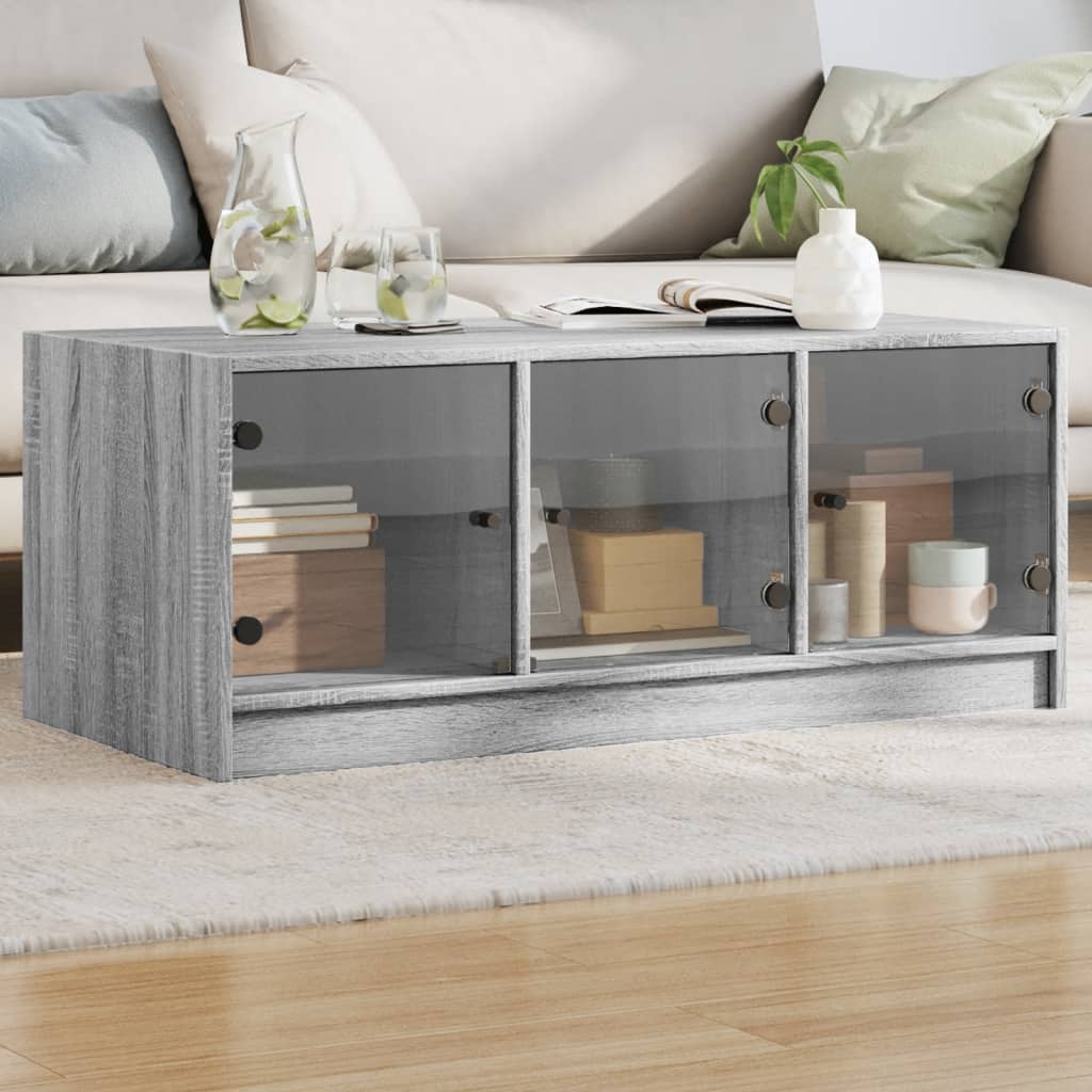 Couchtisch Grau Sonoma mit Glastüren