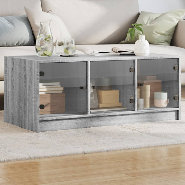 Couchtisch Grau Sonoma mit Glastüren