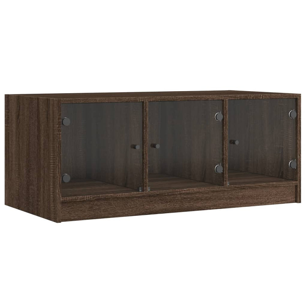 vidaXL Coffee Table with Glass Doors Brown Oak Effect 102x50x42 cm