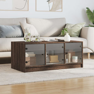 Couchtisch Braun Eichenoptik mit Glastüren