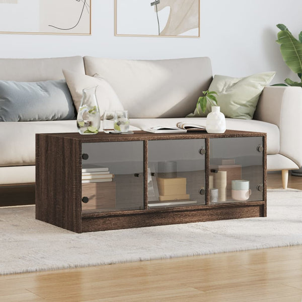 Couchtisch Braun Eichenoptik mit Glastüren