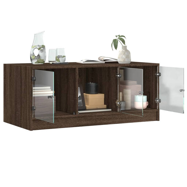 Couchtisch Braun Eichenoptik mit Glastüren
