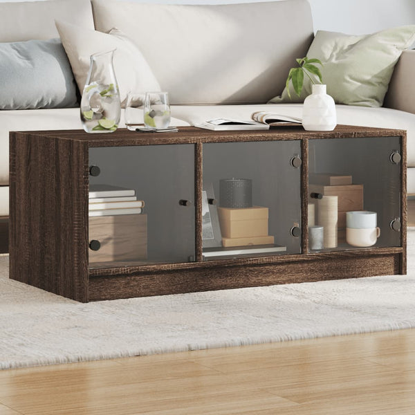 Couchtisch Braun Eichenoptik mit Glastüren