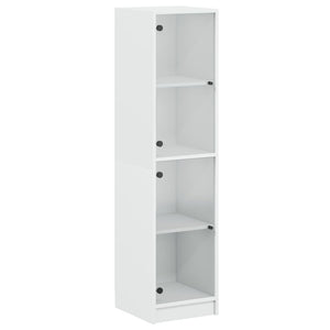 Highboard Weiß mit Glastüren 35x37x142 cm