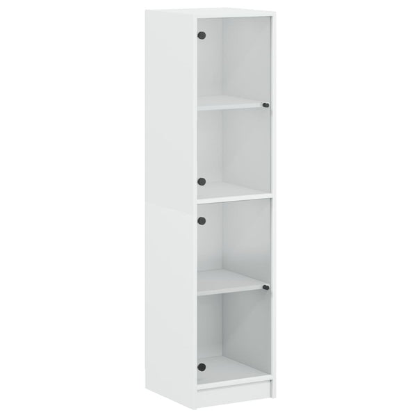 Highboard Weiß mit Glastüren 35x37x142 cm