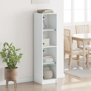 Highboard Weiß mit Glastüren 35x37x142 cm