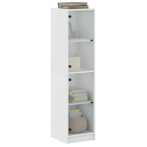 Highboard Weiß mit Glastüren 35x37x142 cm