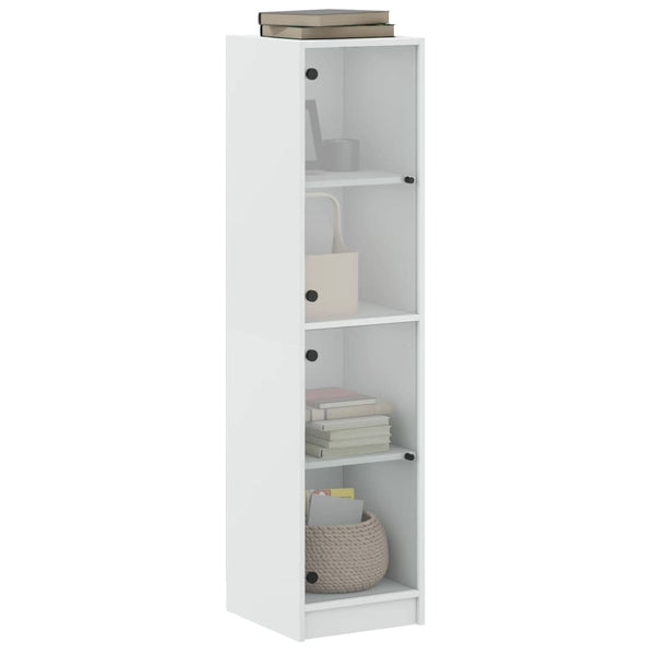 Highboard Weiß mit Glastüren 35x37x142 cm
