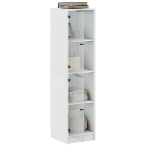 Highboard Weiß mit Glastüren 35x37x142 cm