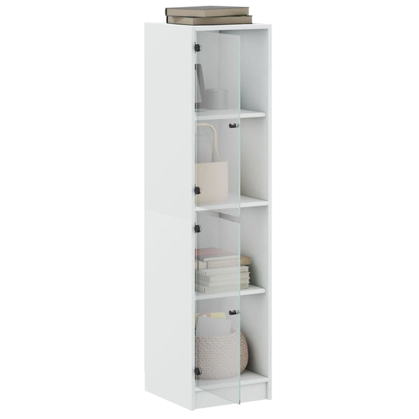 Highboard Weiß mit Glastüren 35x37x142 cm