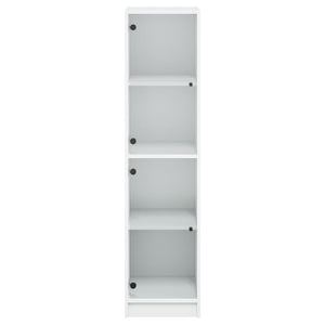 Highboard Weiß mit Glastüren 35x37x142 cm