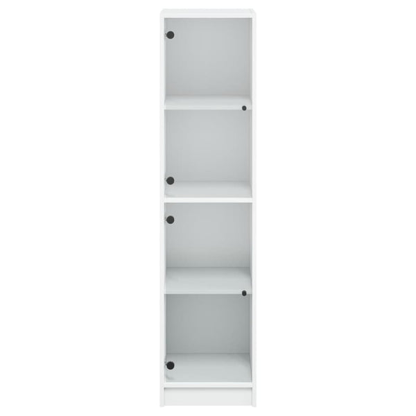 Highboard Weiß mit Glastüren 35x37x142 cm