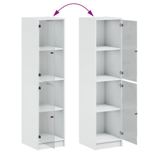 Highboard Weiß mit Glastüren 35x37x142 cm