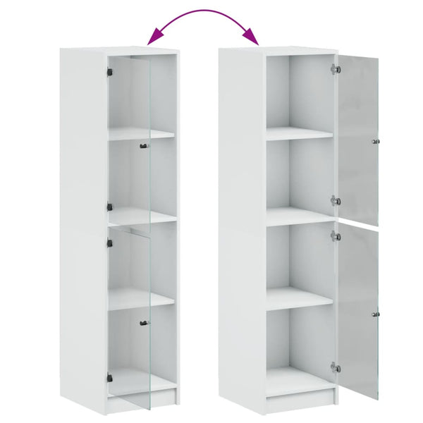 Highboard Weiß mit Glastüren 35x37x142 cm