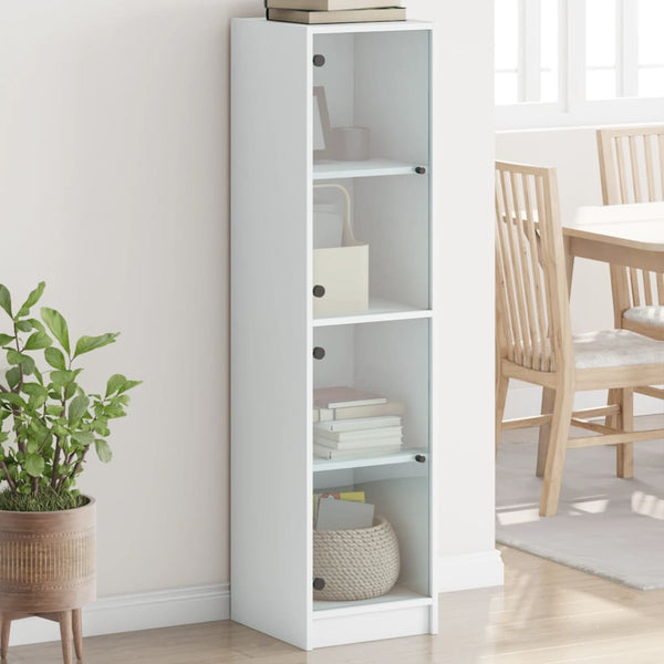 Highboard Weiß mit Glastüren 35x37x142 cm