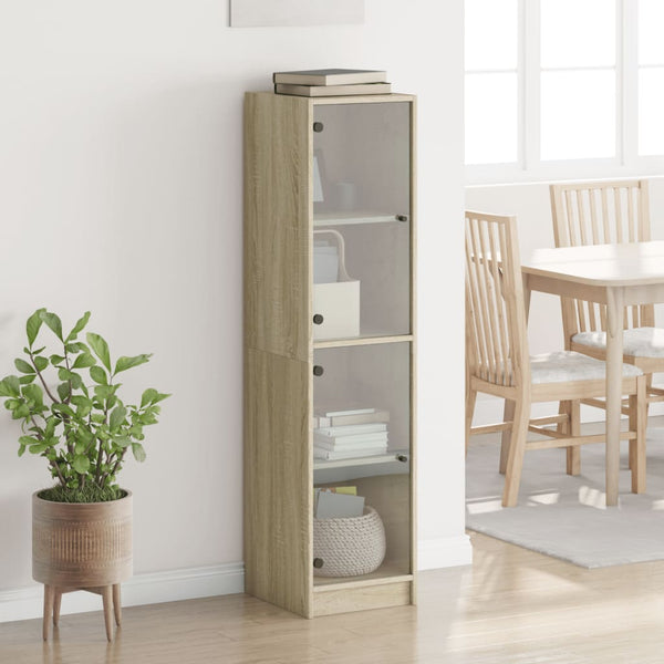 Highboard Sonoma-Eiche mit Glastüren, 142 cm