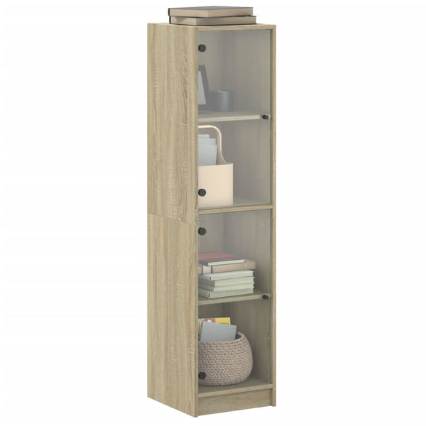 Highboard Sonoma-Eiche mit Glastüren, 142 cm