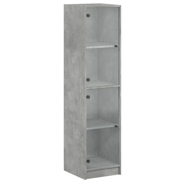 Highboard Betongrau mit Glastüren 35x37x142 cm