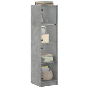 Highboard Betongrau mit Glastüren 35x37x142 cm