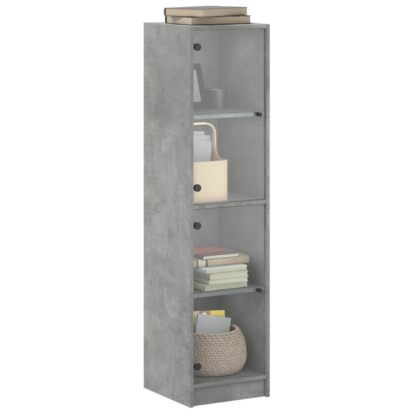 Highboard Betongrau mit Glastüren 35x37x142 cm
