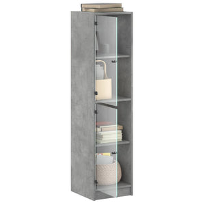 Highboard Betongrau mit Glastüren 35x37x142 cm
