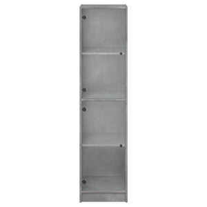 Highboard Betongrau mit Glastüren 35x37x142 cm