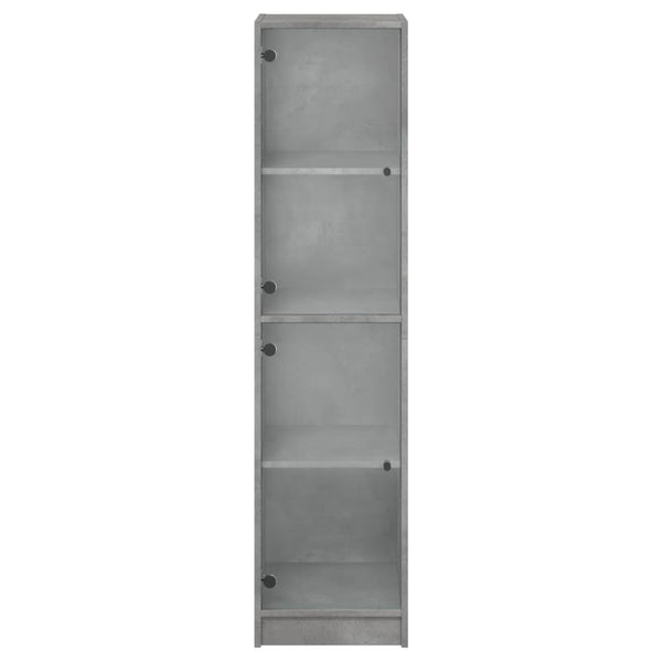 Highboard Betongrau mit Glastüren 35x37x142 cm