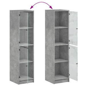 Highboard Betongrau mit Glastüren 35x37x142 cm