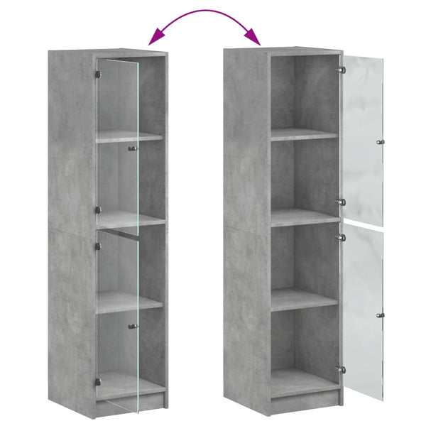 Highboard Betongrau mit Glastüren 35x37x142 cm