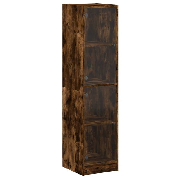 Highboard Räuchereiche mit Glastüren 35x142 cm
