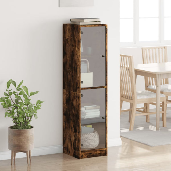 Highboard Räuchereiche mit Glastüren 35x142 cm