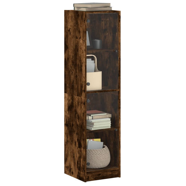 Highboard Räuchereiche mit Glastüren 35x142 cm