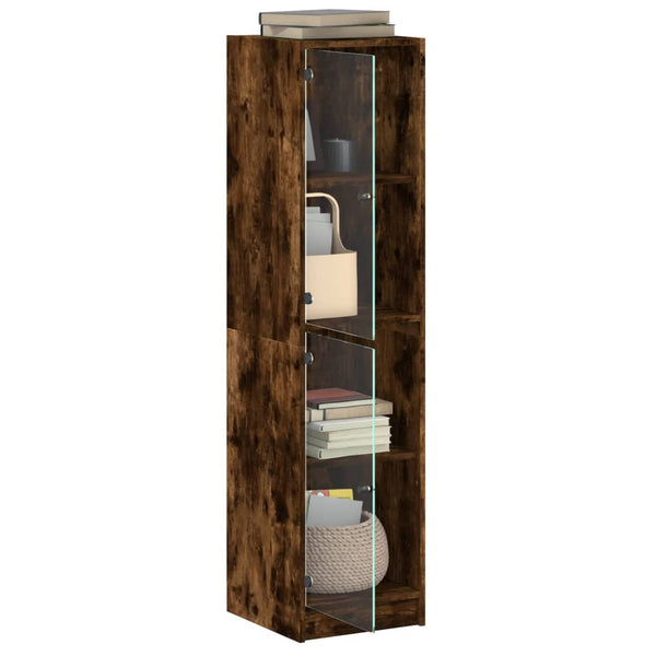 Highboard Räuchereiche mit Glastüren 35x142 cm