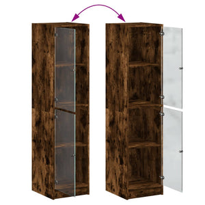 Highboard Räuchereiche mit Glastüren 35x142 cm