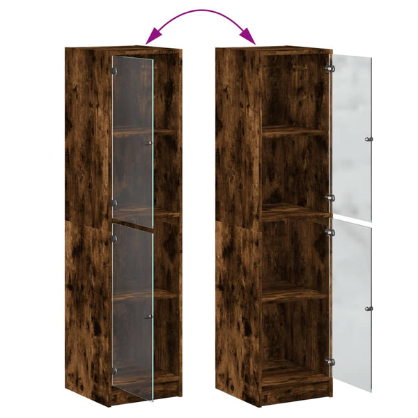 Highboard Räuchereiche mit Glastüren 35x142 cm